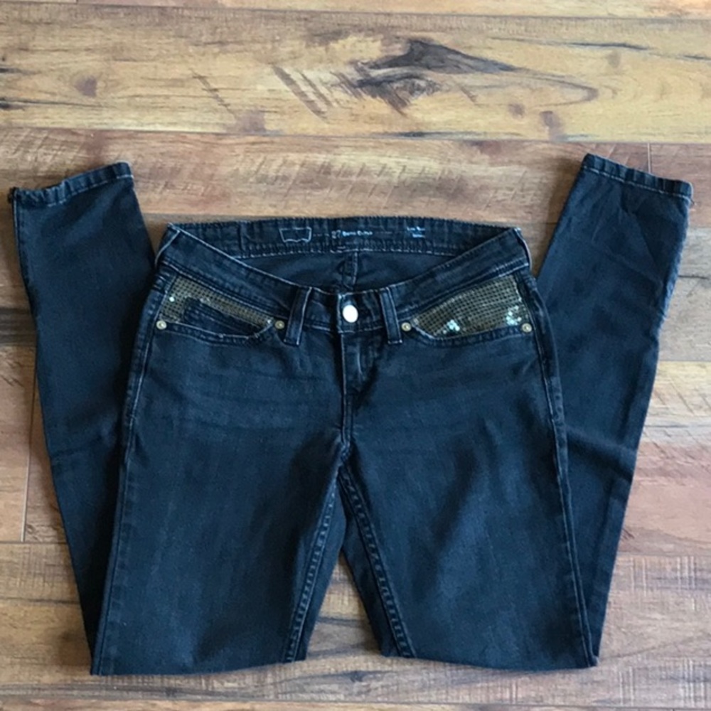 Levi’s jeans with gold sequin detailing